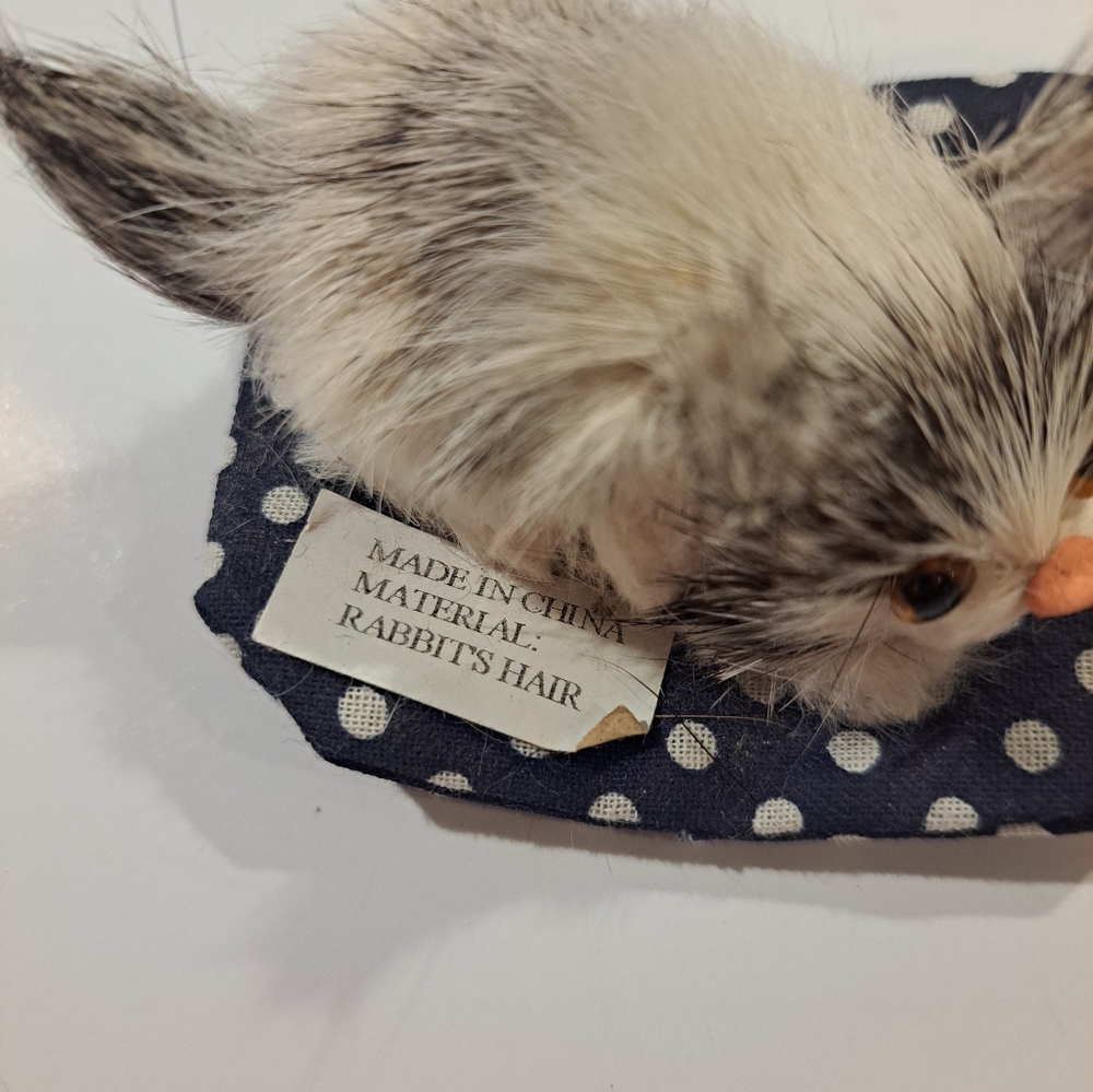 5 Rabbit Fur Mini Cat Kitty Realistic Figurines - Picture 5 of 6